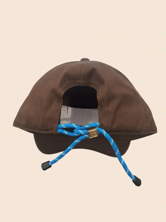 Miu Miu Chocolate Brown Logo Cap with Blue Cord Detail - Picture 4 of 4